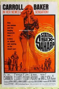 3d877 STATION SIX-SAHARA one-sheet movie poster '64 super sexy Carroll Baker alone with five men!
