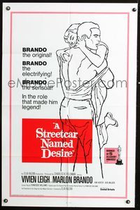 3d884 STREETCAR NAMED DESIRE one-sheet poster R70s Marlon Brando, Vivien Leigh, Elia Kazan classic!