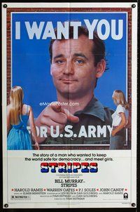 3d886 STRIPES style B one-sheet '81 Ivan Reitman classic military comedy, Bill Murray wants YOU!