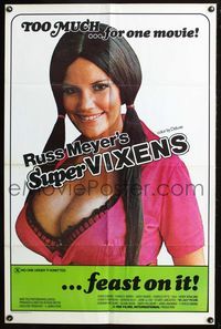 3d891 SUPER VIXENS one-sheet '75 Russ Meyer, super sexy Shari Eubank is TOO MUCH for one movie!