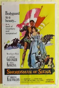 3d896 SWORDSMAN OF SIENA one-sheet poster '62 La Congiura dei dieci, Stewart Granger, Sylva Koscina