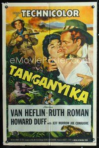 3d899 TANGANYIKA one-sheet poster '54 Van Heflin, Ruth Roman, hunting in Africa, great artwork!