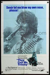 3d912 THEY CALL ME TRINITY one-sheet poster '71 Terence Hill, senor let me blow my own nose, please!