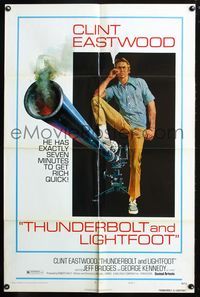 3d922 THUNDERBOLT & LIGHTFOOT style C one-sheet poster '74 artwork of Clint Eastwood with HUGE gun!