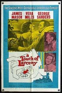 3d930 TOUCH OF LARCENY one-sheet poster '60 Guy Hamilton, James Mason, Vera Miles, George Sanders