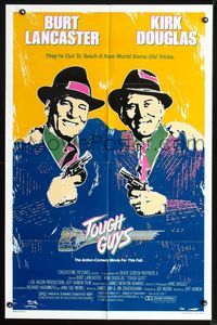 3d931 TOUGH GUYS 1sh '86 great artwork of partners in crime Burt Lancaster & Kirk Douglas!