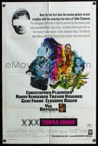 3d937 TRIPLE CROSS one-sheet movie poster '67 Christopher Plummer, Yul Brynner, cool art!