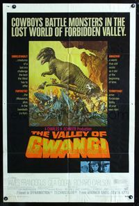 3d953 VALLEY OF GWANGI one-sheet poster '69 Ray Harryhausen, great artwork of cowboys vs dinosaurs!