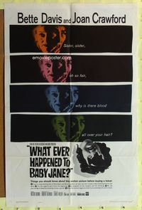 3d973 WHAT EVER HAPPENED TO BABY JANE? 1sh '62 Robert Aldrich, scariest Bette Davis & Joan Crawford