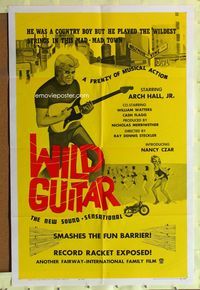 3d979 WILD GUITAR one-sheet movie poster '62 Arch Hall Jr., William Watters, rock 'n' roll!