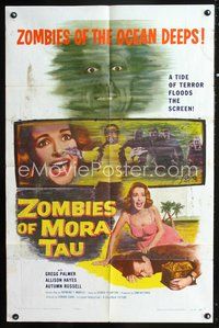 3d999 ZOMBIES OF MORA TAU one-sheet movie poster '57 undead ocean voodoo!