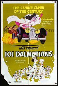 3e516 ONE HUNDRED & ONE DALMATIANS one-sheet movie poster R79 most classic Walt Disney canine movie!