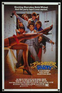 3e047 BACHELOR PARTY one-sheet movie poster '84 wild wacky image of hard partying Tom Hanks!