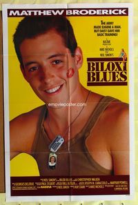 3e077 BILOXI BLUES one-sheet '88 cool image of military man Matthew Broderick, Christopher Walken