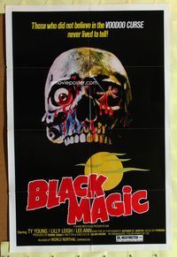 3e082 BLACK MAGIC one-sheet '75 Gong tau, Shaw Brothers Hong Kong horror, creepy bloody skull art!