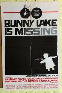 3e099 BUNNY LAKE IS MISSING one-sheet poster '65 Otto Preminger, really cool Saul Bass artwork!