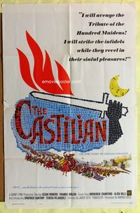 3e108 CASTILIAN one-sheet movie poster '63 El Valle de las espadas, cool title design art!
