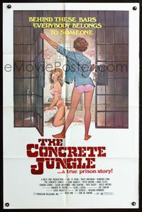 3e131 CONCRETE JUNGLE one-sheet poster '82 behind these bars everybody belongs to someone, sexy art!