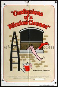 3e132 CONFESSIONS OF A WINDOW CLEANER 1sh '74 great sexy artwork of every window cleaner's fantasy!