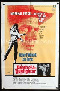 3e164 DEATH OF A GUNFIGHTER int'l 1sheet '69 art of Richard Widmark, he lived by the law of the gun!