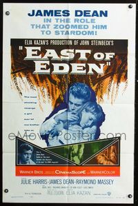 3e199 EAST OF EDEN one-sheet poster R57 first James Dean, John Steinbeck, directed by Elia Kazan!