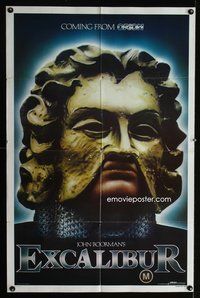3e216 EXCALIBUR teaser one-sheet poster '81 John Boorman, cool image of man wearing Greek mask!