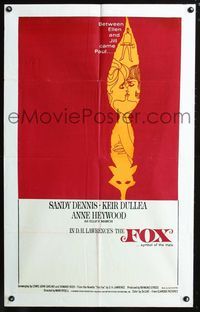 3e245 FOX int'l one-sheet poster '67 Sandy Dennis, Kier Dullea, Anne Heywood, cool romantic art!