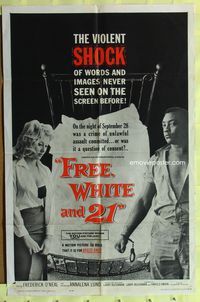 3e249 FREE, WHITE & 21 one-sheet movie poster '63 interracial romance so bold it is for adults only!