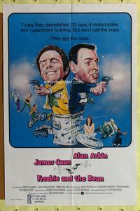 3e250 FREEBIE & THE BEAN int'l one-sheet '74 James Caan, Alan Arkin, wacky screwball cop artwork!