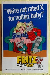 3e254 FRITZ THE CAT one-sheet movie poster '72 Ralph Bakshi sex cartoon, he's x-rated and animated!