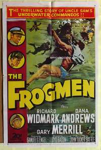 3e255 FROGMEN one-sheet R61 the thrilling story of Uncle Sam's underwater scuba diver commandos!