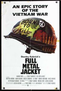 3e257 FULL METAL JACKET int'l one-sheet movie poster '87 Stanley Kubrick bizarre Vietnam War movie!