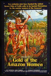 3e280 GOLD OF THE AMAZON WOMEN 1sh '79 sexy Anita Ekberg, Amazons shooting down helicopter w/bows!