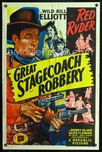 3e286 GREAT STAGECOACH ROBBERY one-sheet R49 cool art of William 