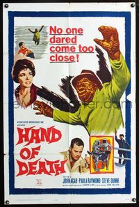 3e298 HAND OF DEATH one-sheet poster '62 great image of cheesy monster, no one dared come too close!