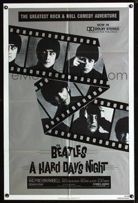 3e300 HARD DAY'S NIGHT one-sheet movie poster R82 great image of The Beatles, rock & roll classic!