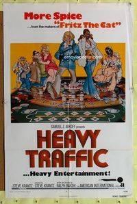 3e307 HEAVY TRAFFIC one-sheet movie poster '73 Ralph Bakshi adult cartoon, great gambling artwork!