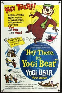 3e311 HEY THERE IT'S YOGI BEAR one-sheet poster '64 Hanna-Barbera, Yogi's first full-length feature!