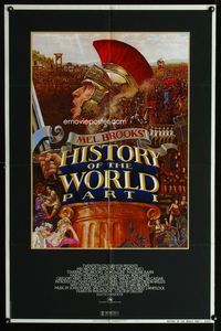 3e316 HISTORY OF THE WORLD PART I one-sheet '81 artwork of gladiator Mel Brooks by John Alvin!