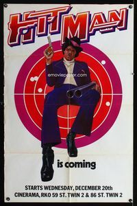3e317 HIT MAN premiere teaser one-sheet movie poster '73 Bernie Casey, classic blaxploitation image!
