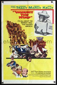 3e342 INHERIT THE WIND style A 1sheet '60 Spencer Tracy, Fredric March, Gene Kelly, chimp with book!