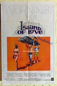 3e347 ISLAND OF LOVE one-sheet '63 Robert Preston, Tony Randall, sexy Georgia Moll, Walter Matthau