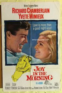 3e360 JOY IN THE MORNING one-sheet poster '65 best close up of Richard Chamberlain & Yvette Mimieux!