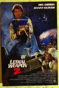 3e382 LETHAL WEAPON 2 Int'l one-sheet movie poster '89 tough Mel Gibson w/semi-auto, Danny Glover