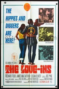 3e405 LOVE-INS one-sheet poster '67 Richard Todd, James MacArthur, hippies & diggers, sex & drugs!