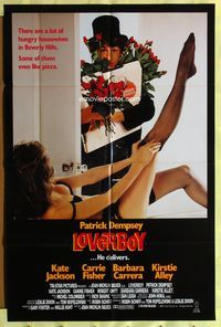 3e407 LOVERBOY one-sheet movie poster '89 young Patrick Dempsey w/armload of roses, sexy girl!