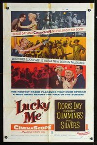 3e409 LUCKY ME one-sheet movie poster '54 sexy Doris Day, Robert Cummings, Phil Silvers