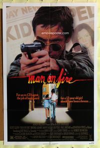 3e421 MAN ON FIRE one-sheet movie poster '87 Scott Glenn as ex-CIA agent turned bodyguard!