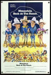 3e434 MEANWHILE BACK AT THE RANCH 1sheet '77 great Williams art of John Wayne, Roy Rogers & others!