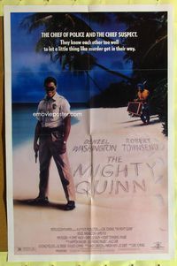 3e440 MIGHTY QUINN one-sheet movie poster '89 great image of cop Denzel Washington on the beach!